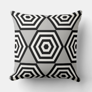 Abstract Geometric Shape in Black, Grey & White Throw Pillow