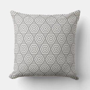 Abstract Geometric Shape in Grey  & White Throw Pi Throw Pillow
