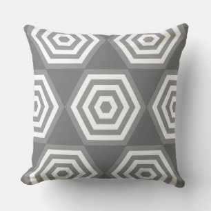 Abstract Geometric Shape in Grey  & White Throw Pillow