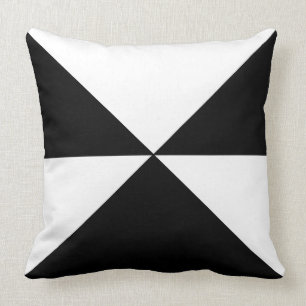 Abstract Geometric Shape on Black and White Throw Pillow