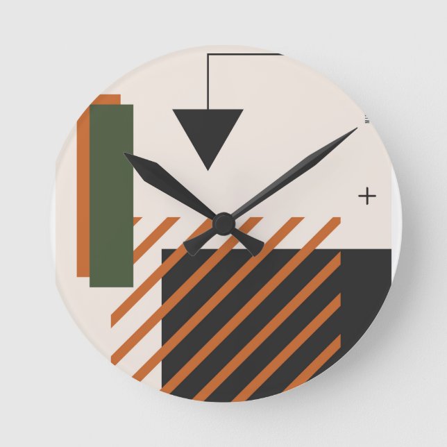  Abstract Geometric Shapes Backgrounds Round Clock (Front)