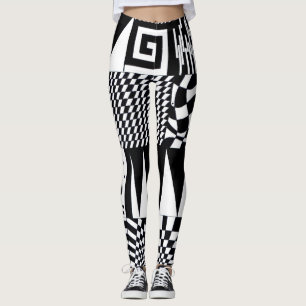 abstract geometric shapes black white pattern hand leggings