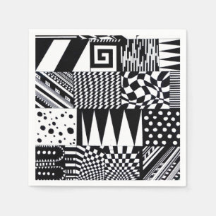 abstract geometric shapes black white pattern hand napkin