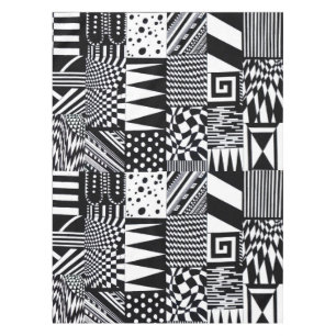 abstract geometric shapes black white pattern hand tablecloth