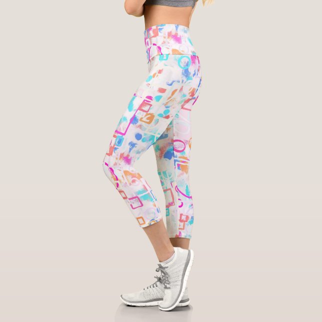 Abstract Geometric Shapes Capri Leggings (Left)
