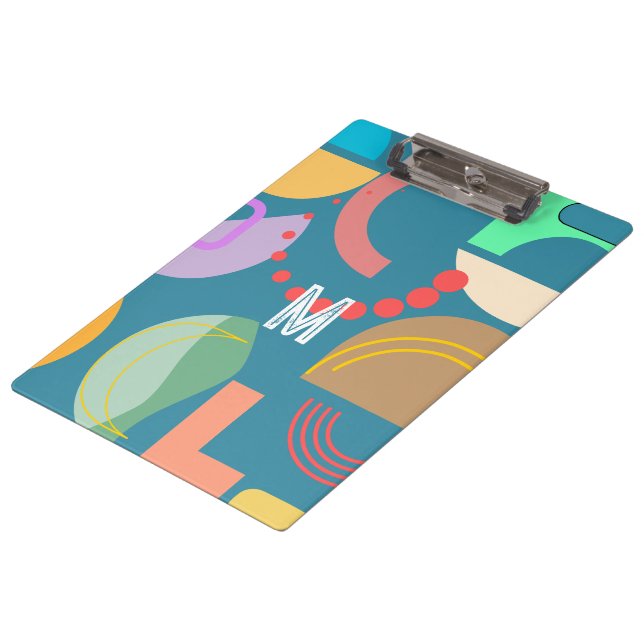 Abstract Geometric Shapes Colourful All-over Print Clipboard (Angled)