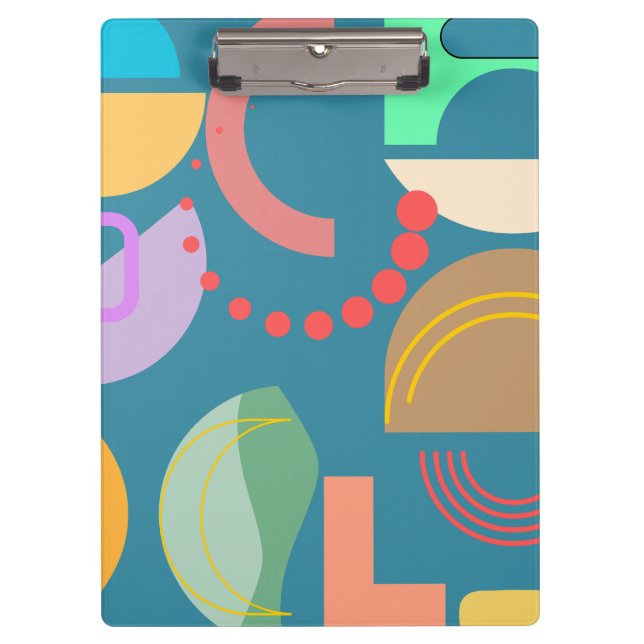 Abstract Geometric Shapes Colourful All-over Print Clipboard (Front)