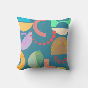 Abstract Geometric Shapes Colourful All-over Print Throw Pillow