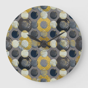 Abstract Geometric Shapes: Colourful Watercolor. Large Clock