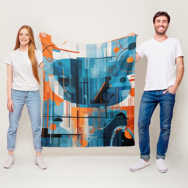 Abstract geometric shapes composition fleece blanket (In Situ)
