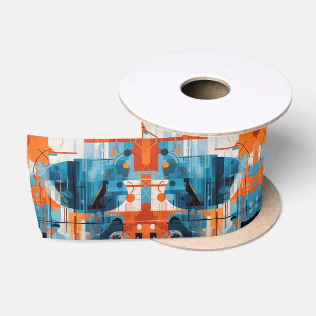 Abstract geometric shapes composition satin ribbon (Spool)
