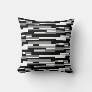 Abstract geometric shapes in black, grey & white throw pillow