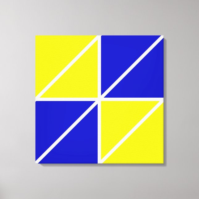 Abstract Geometric Shapes in Blue & Yellow Acrylic Canvas Print (Front)