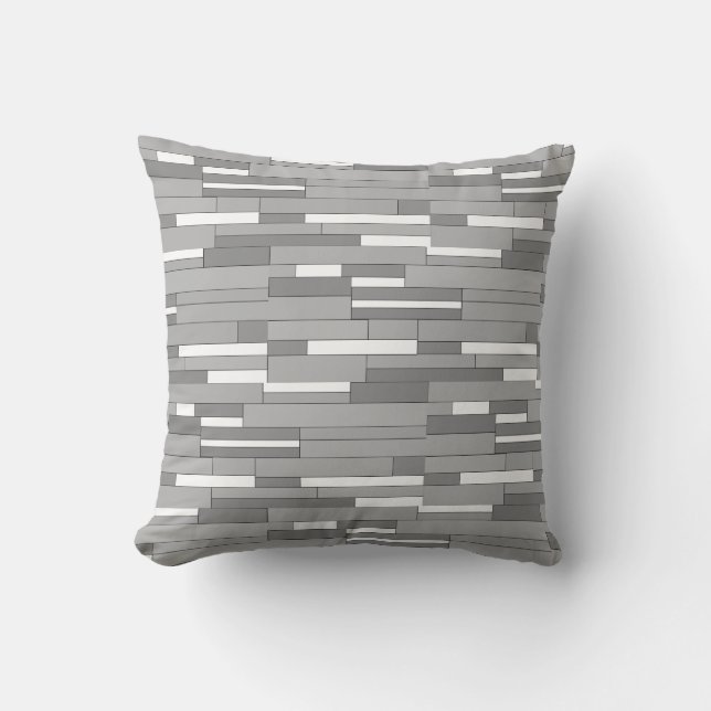 Abstract geometric shapes in grey tones throw pillow (Front)