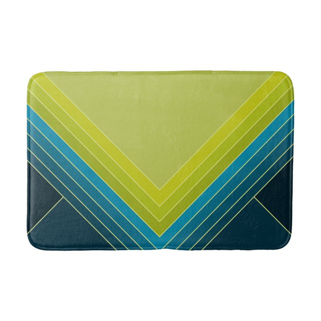 Abstract geometric shapes in lime green and teal bath mat (Front)