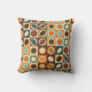 Abstract Geometric Shapes in Retro Colours Throw Pillow