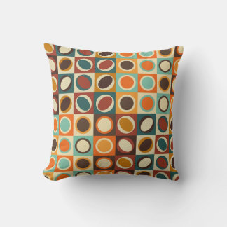 Abstract Geometric Shapes in Retro Colours Throw Pillow
