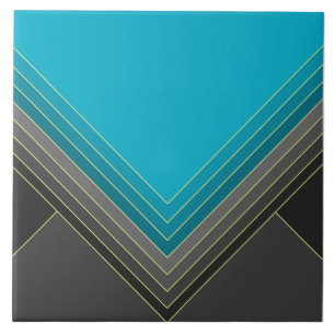 Abstract geometric shapes in teal and greys tile