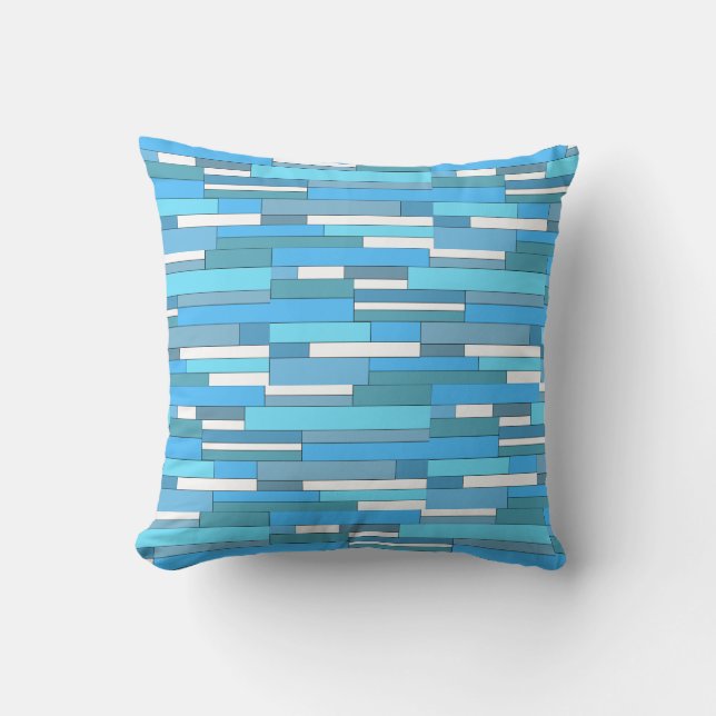 Abstract geometric shapes in teal & turquoise throw pillow (Front)