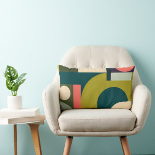 Abstract Geometric Shapes Modern Colourful Design Lumbar Pillow