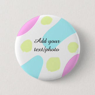 Abstract geometric shapes pastel add name photo ba 2 inch round button