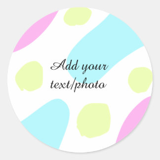 Abstract geometric shapes pastel add name photo ba classic round sticker