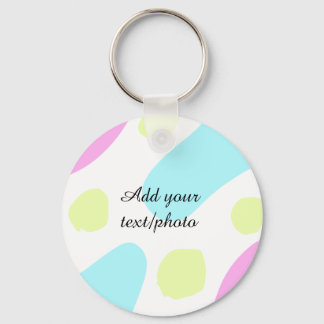 Abstract geometric shapes pastel add name photo ba keychain