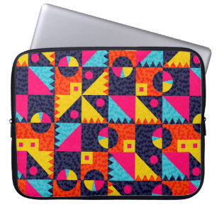 Abstract geometric shapes. Retro colourful illustr Laptop Sleeve