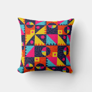 Abstract geometric shapes. Retro colourful illustr Throw Pillow