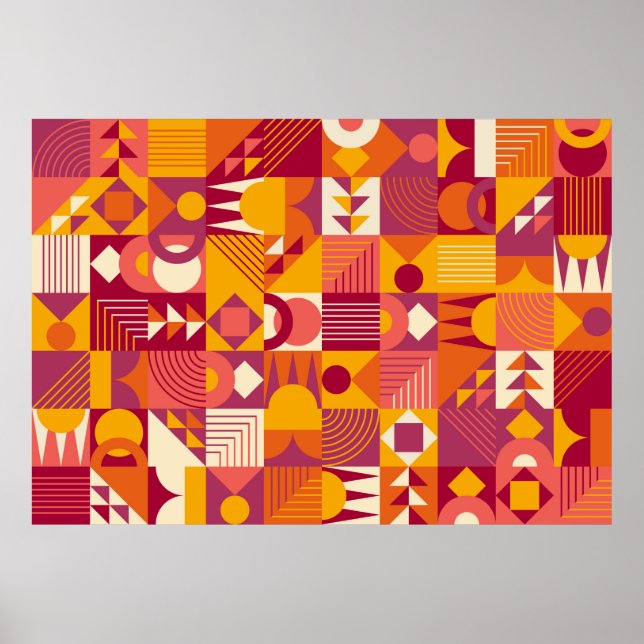 Abstract geometric shapes seamless pattern poster (Front)