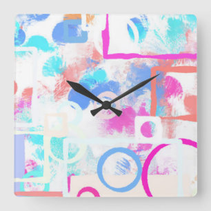 Abstract Geometric Shapes Square Wall Clock
