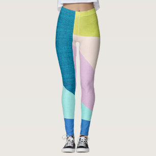 Abstract Geometric Shapes Textile Pattern Leggings