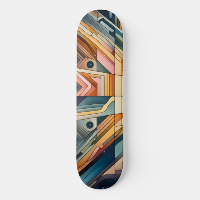 Abstract Geometric Skateboard: Bold, Colourful Skateboard (Front)