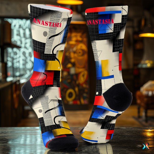 Abstract Geometric Socks with Modern Colour Blocks (Creator Uploaded)