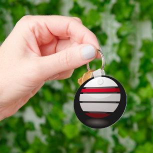 Abstract Geometric Sphere Red White Black Keychain