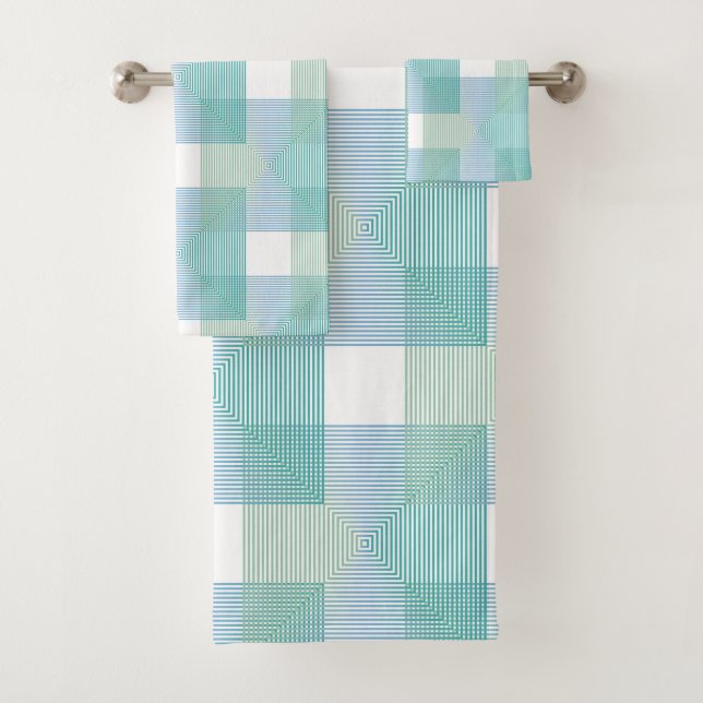 Abstract Geometric Squares Bath Towel Set – Modern (Insitu)