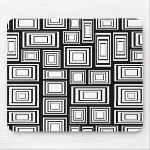 Abstract geometric squares black and white pattern mouse pad