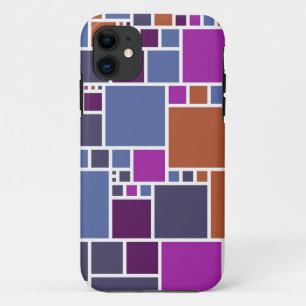 Abstract Geometric Squares   Brown Purple Grey iPhone 11 Case