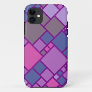 Abstract Geometric Squares   Pink Purple Blue iPhone 11 Case