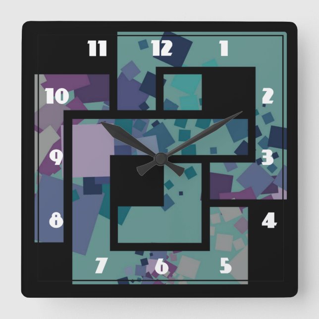 Abstract Geometric Squares Square Wall Clock (Front)