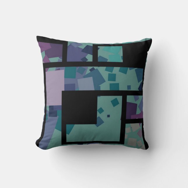 Abstract Geometric Squares Throw Pillow (Front)