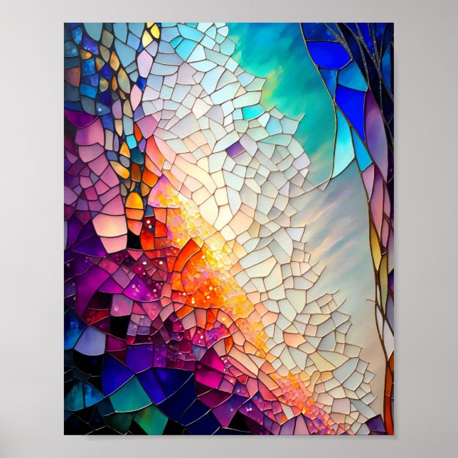 Abstract geometric stained glass pattern poster (Front)