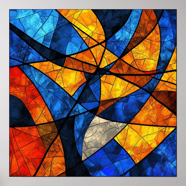 Abstract geometric stained glass pattern poster (Front)