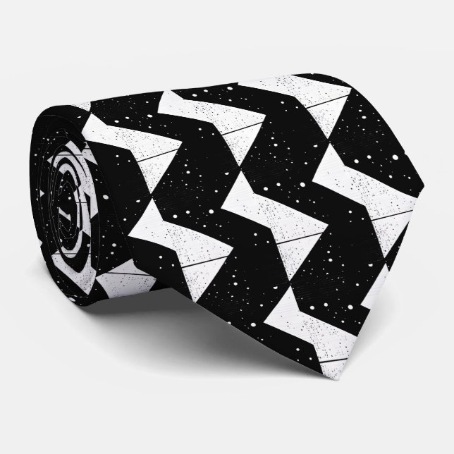 Abstract Geometric Starry Night Mens Neck Tie (Rolled)