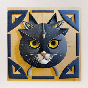 Abstract Geometric Stylized Cat Jigsaw Puzzle