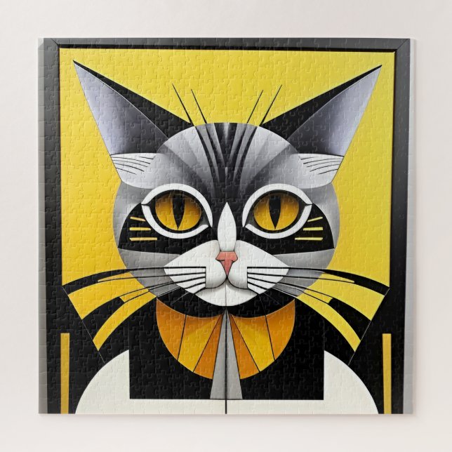 Abstract Geometric Stylized Cat Jigsaw Puzzle (Vertical)