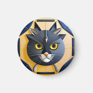 Abstract Geometric Stylized Cat Magnet