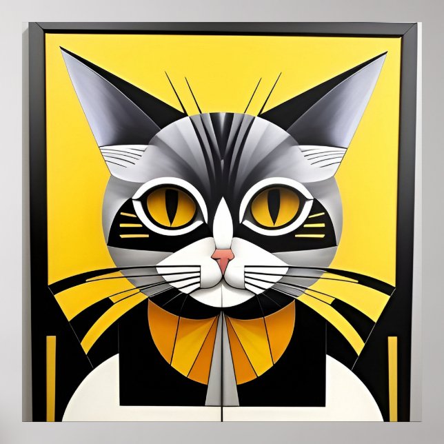 Abstract Geometric Stylized Cat Poster (Front)