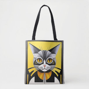 🐱Abstract Geometric Stylized Cat Stylish👜✨ Tote Bag