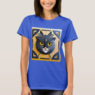 Abstract Geometric Stylized Cat T-Shirt